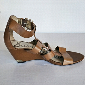 Sam Edelman Nayla Brown Leather Cage Wedge Sandals Size 8
